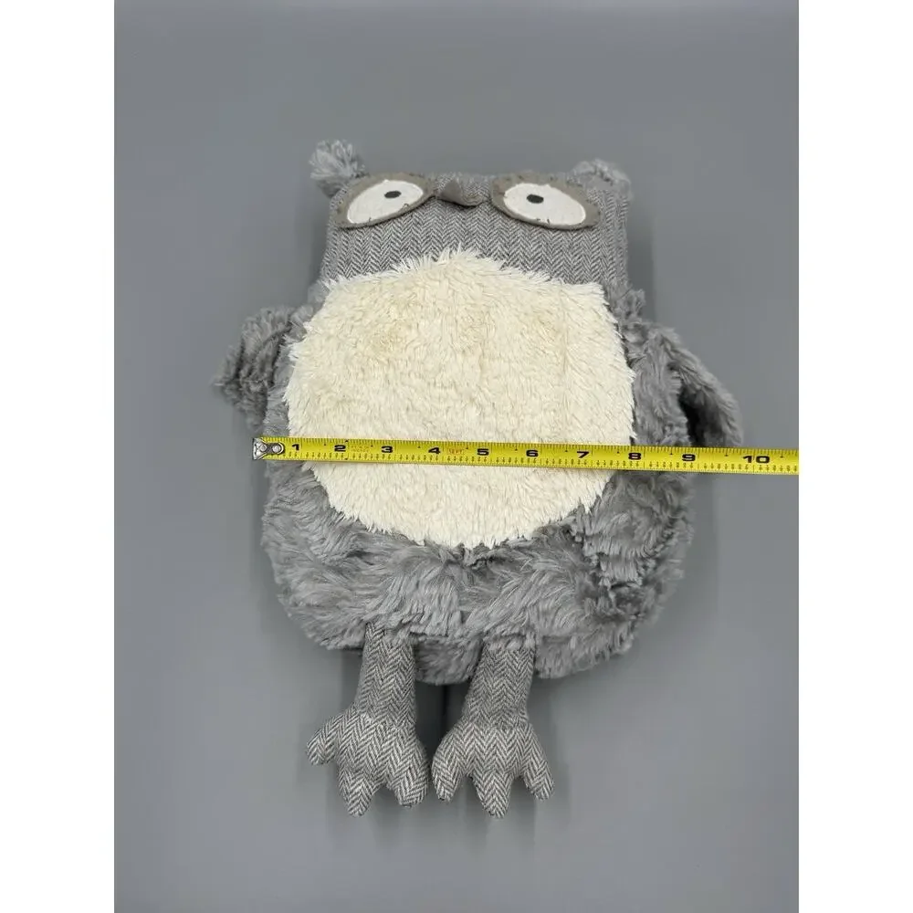 Pier One Imports Roxie Owl Decorative Pillow Plush 12” Gray White Stuffed Animal